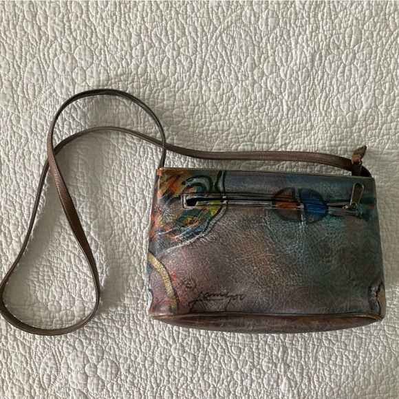 Jane Yoo leather hand painted crossbody purse - Picture 2 of 6
